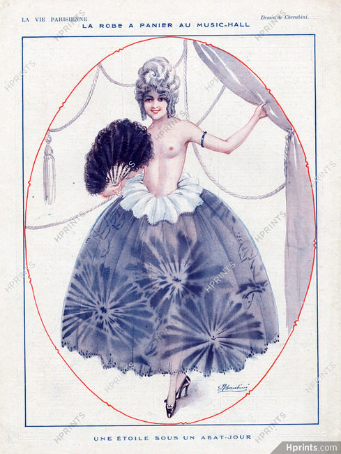 Cherubini 1922 "La robe à panier au Music-Hall" Chorus Girl, Topless
