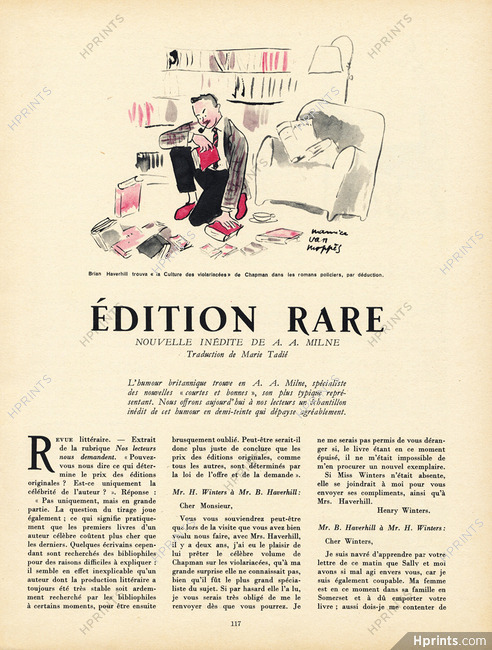 Édition Rare, 1951 - Maurice Van Moppès, Text by A. A. Milne, 4 pages