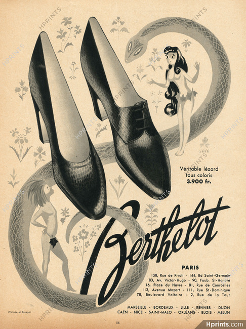 Berthelot (Shoes) 1949 Adam And Eve, Snake