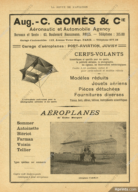 Aug. Gomès & Cie 1911 Maurice Farman (Airplane) Cerfs-volants, Kites, air toys