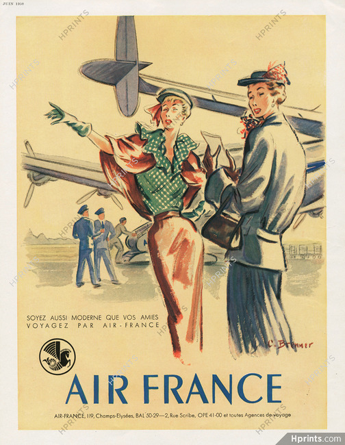 Air France 1950 Airport, Airplane, Elegantes, C. Brenner