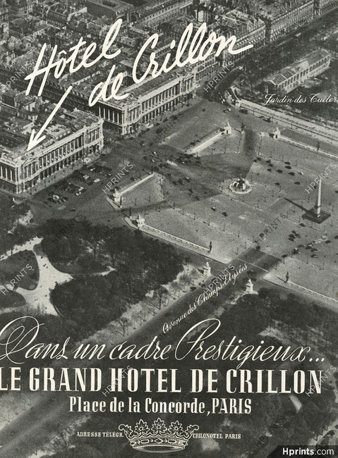 Hôtel de Crillon 1947, Place De La Concorde