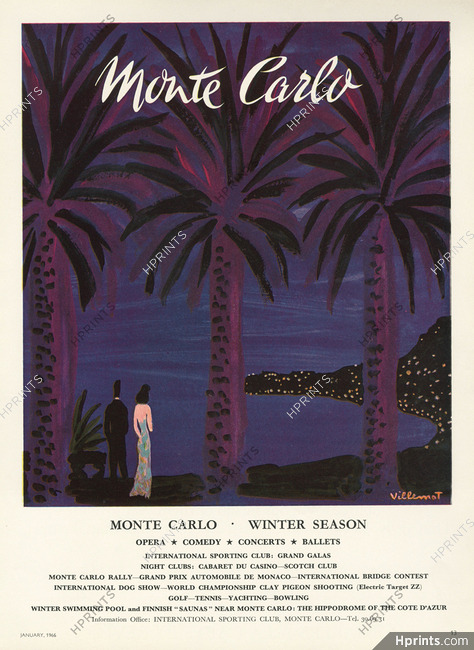 Monte Carlo (City) 1966 Bernard Villemot, Seashore