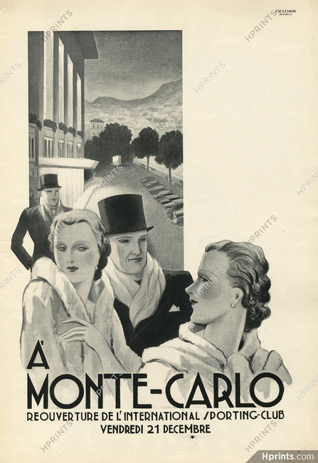 Monte Carlo 1934 Elegantes Parisiennes, Art Deco Style, Sporting Club
