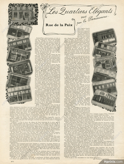 Rue de la Paix 1906 Reboux, Doucet, Cartier, Worth, Le Rosey, Fontana, Chapron, Mellerio, Aucoc... Shop Window