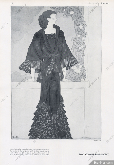 Charles Martin 1930 Lucien Lelong, Gown, reminiscent of the modes of the "seventies"