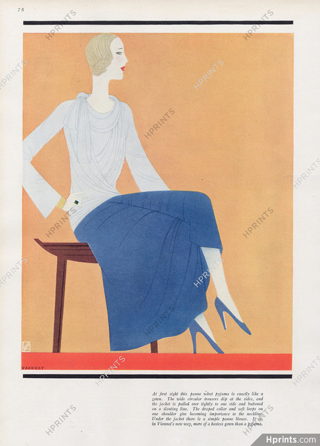 Reynaldo Luza 1930 Madeleine Vionnet Blouse panne velvet pyjama, Hostess Gown