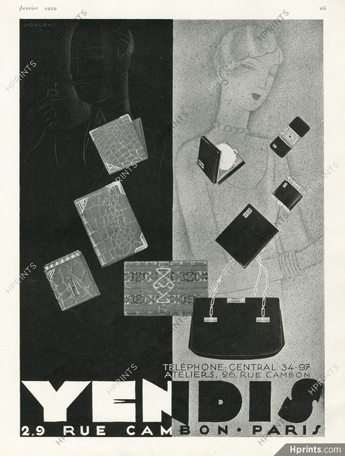 Yendis (Handbags) 1929 Art Deco, Lighter, Powder Box