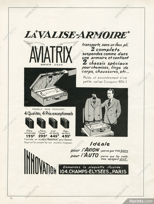 Innovation (Luggage) 1933 Valise Armoire, Aviatrix