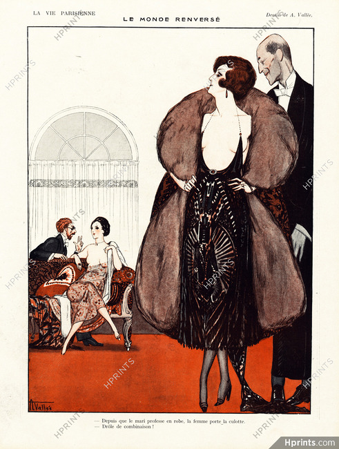 Armand Vallée 1921 "Le Monde Renversé" Elegant, Sexy Girl Topless, Roaring Twenties