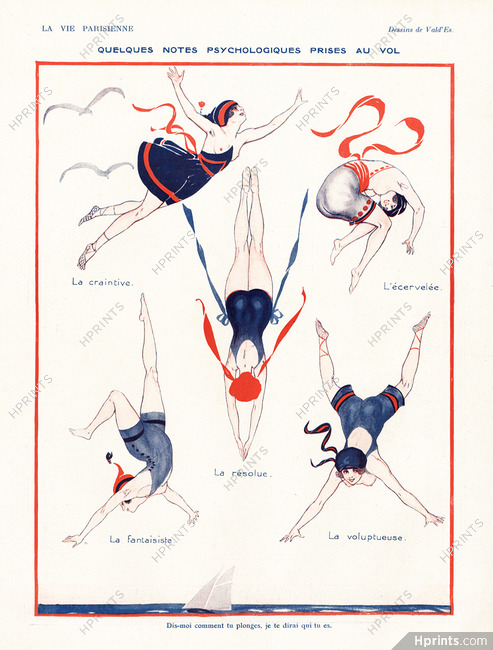 Vald'Es 1921 "Notes psychologiques prises au vol" Bathing Beauty, Swimmer