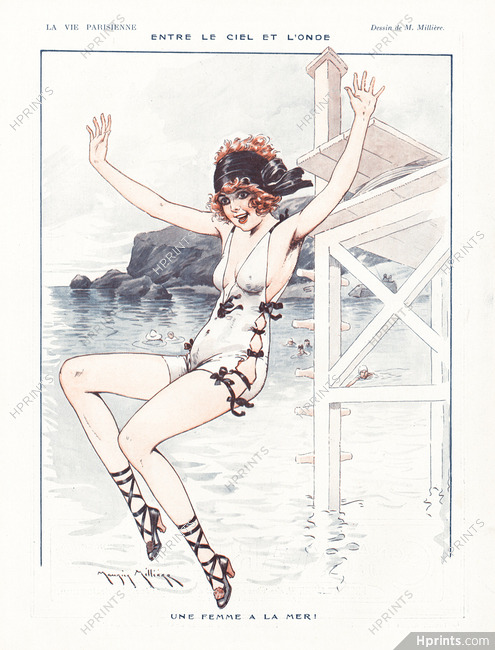 Maurice Millière 1921 Une Femme à la Mer !, Bathing Beauty Swimwear