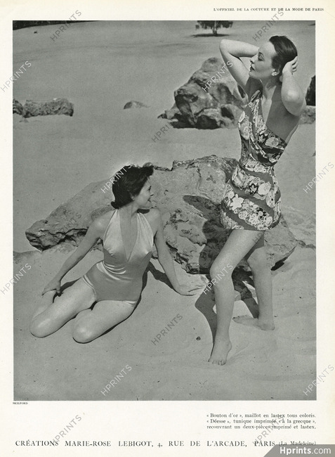 Marie-Rose Lebigot (Swimwear) 1950 Beachwear (Tunique Imprimée)