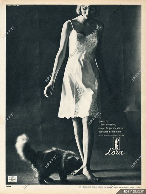 Lora (Lingerie) 1959 Nightgown, Cat, Photo Gilbert Roy