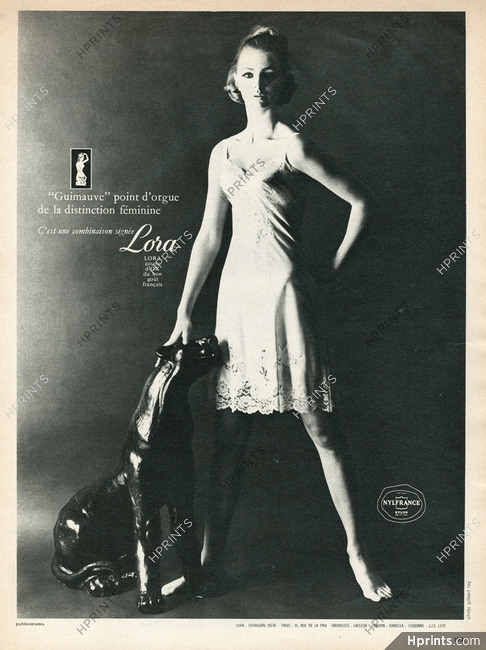 Lora (Lingerie) 1964 Nightgown, Dog, Photo Gilbert Roy
