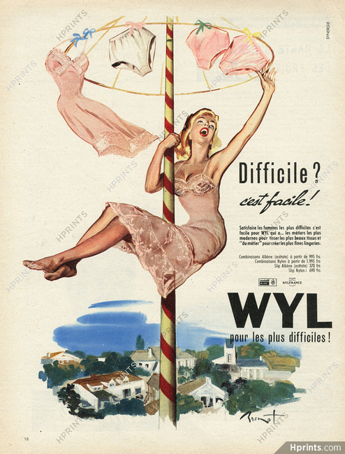 Wyl (Lingerie) 1956 Brénot, Lace, Nightgown