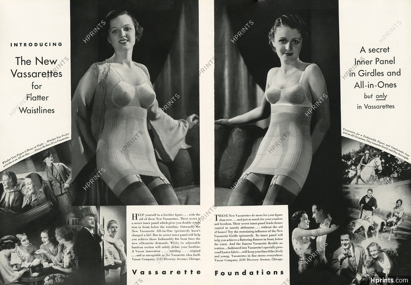 Vassarette Foundations (Lingerie) 1934 Girdles — Advertisement