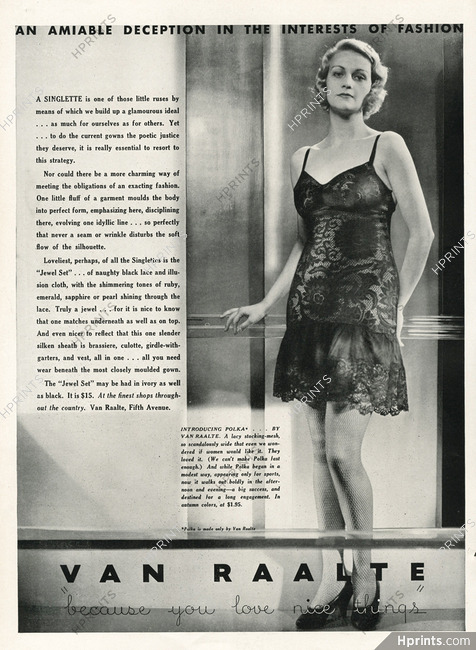 Van Raalte (Lingerie) 1931 Singlette Lace Body, Stockings, Garters, Corselette