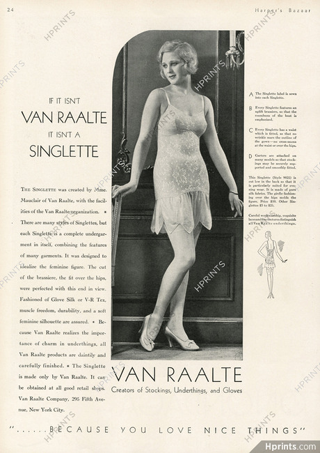 Van Raalte (Lingerie) 1930 Singlette Lace Body, Stockings Garters
