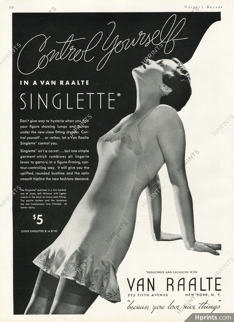 Van Raalte (Lingerie) 1934 Singlette Lace Body, Stockings, Corselette