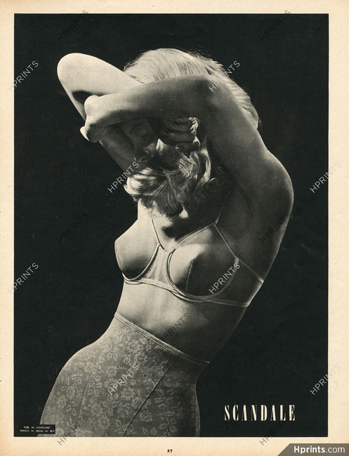 Scandale (Lingerie) 1949 Photo M. Deval, Girdle, Brassiere