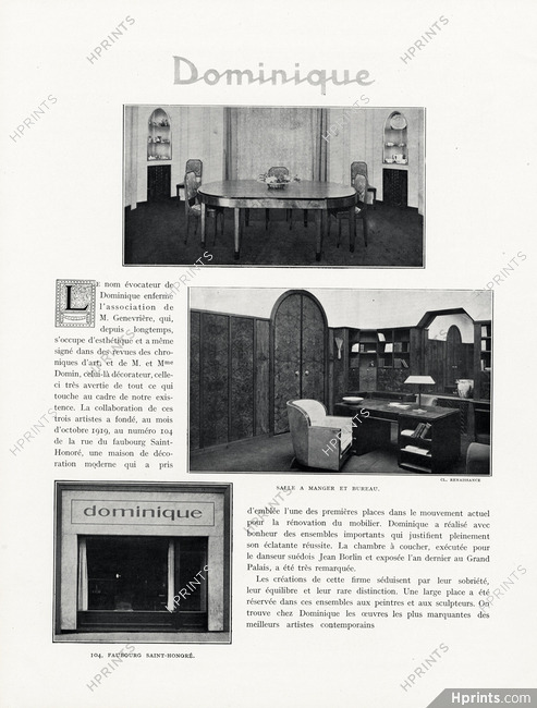 Dominique, 1924 - Decorative Arts Interior Decoration