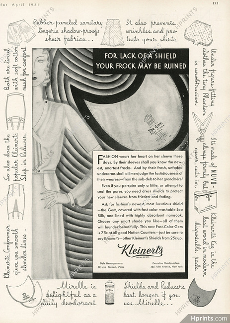 Kleinert's Dress Shields (protective lingerie, dress...) 1931
