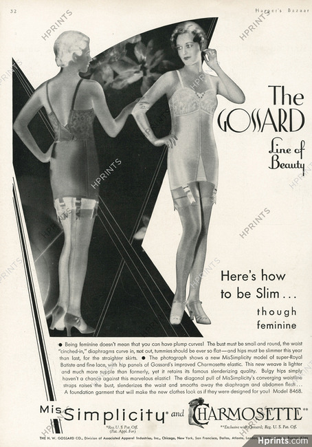 Gossard (Lingerie) 1931 Corselette Girdle, Garters, Stockings