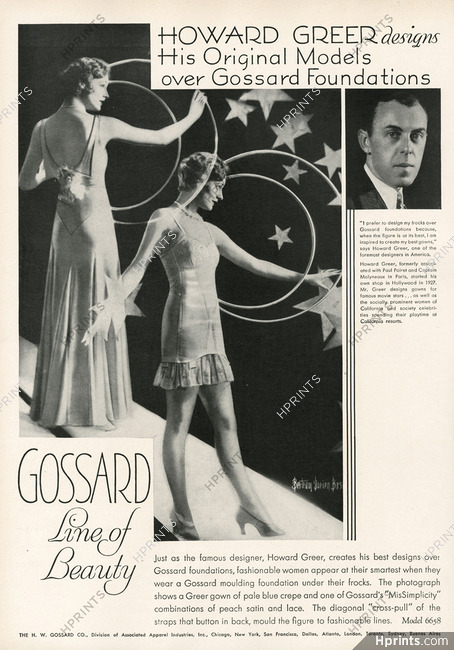 Gossard (Lingerie) 1931 Girdle, Evening Gown, Howard Greer