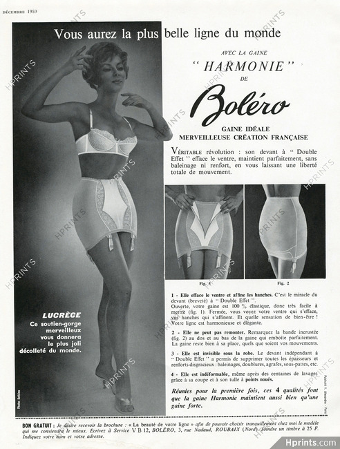 Boléro 1959 "Harmonie" Girdle, Brassiere, Photo Botkine