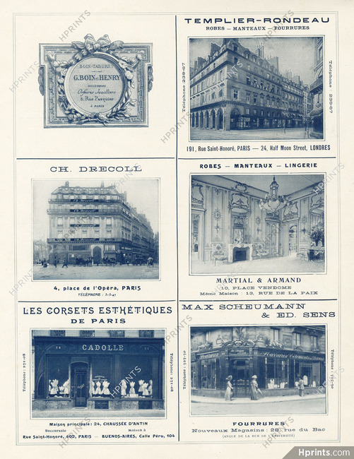 Cadolle, Martial Et Armand, Drecoll, Boin-Taburet, Max Scheumann 1908 Shop Window