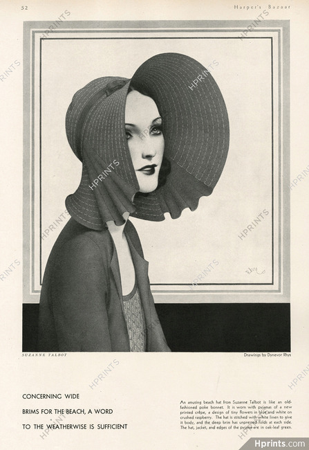 Suzanne Talbot (Millinery) 1931 Dynevor Rhys, Amusing Beach Hat