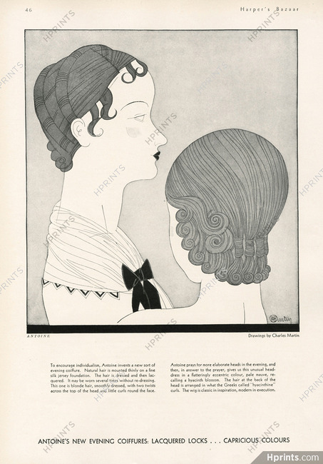 Antoine 1931 Charles Martin, Hairstyle Greek Inspiration