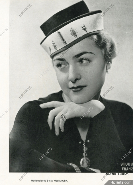 Marthe Groult (Millinery) 1938 Betsy Mesnager, Navy Blue Jersey Toque