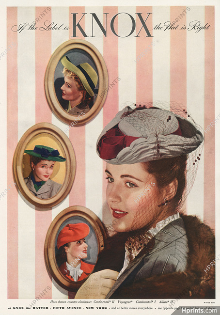 Knox (Millinery) 1943 Fashion Photography Hats