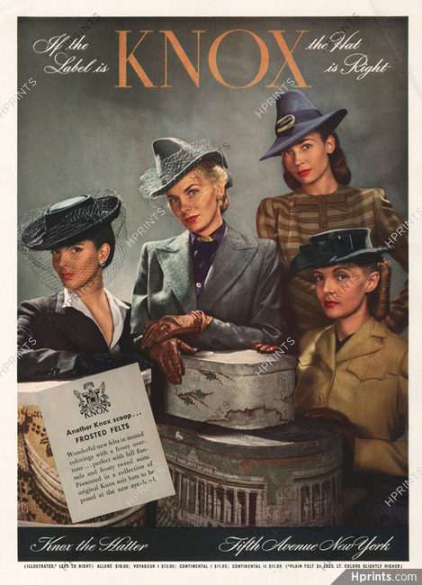 Knox (Millinery) 1942 Fashion Photography Hats