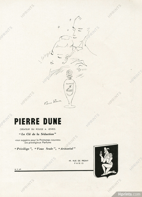 Pierre Dune (Perfumes) 1949 "Privilège" Pierre Simon