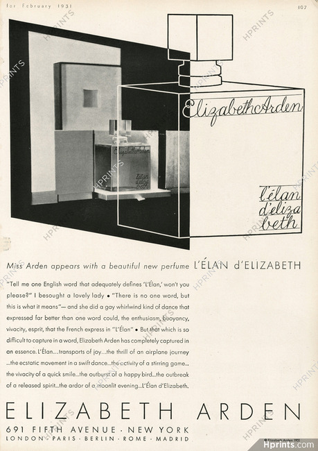 Elizabeth Arden (Perfumes) 1931 "L'élan"