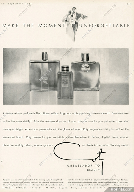 Coty (Perfumes) 1931 "Emeraude, L'Aimant, Origan", Dancer