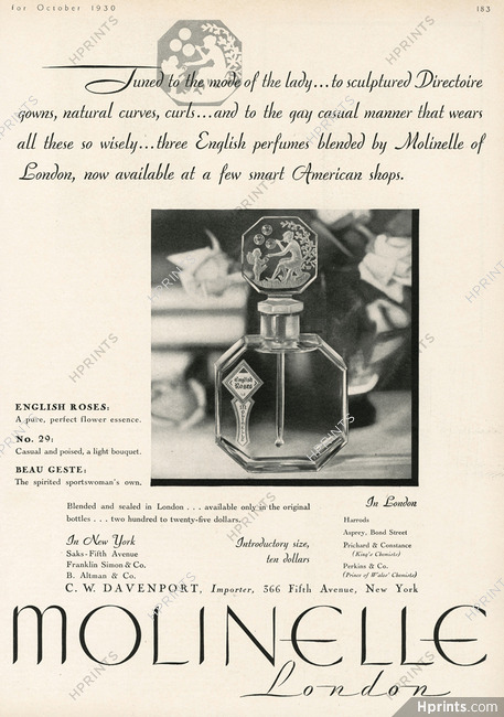 Molinelle (Perfumes) 1930 "English Roses"