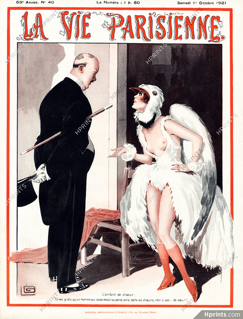 Léonnec 1921 La Vie Parisienne, Topless Bird Disguise Costume