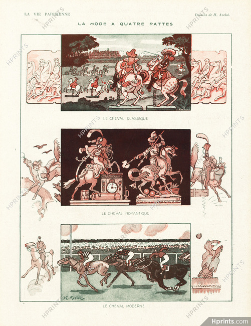 Henri Avelot 1921 Horse Racing, Jockey, Comic Strip