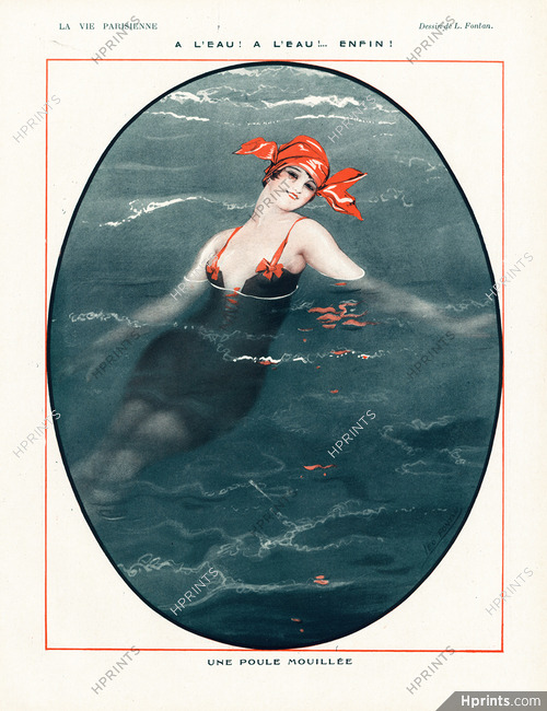 Léo Fontan 1921 Une Poule Mouillée, Bathing Beauty, Swimmer