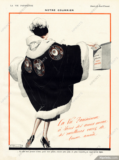 René Vincent 1921 Notre Courrier, Beautiful Fur Coat