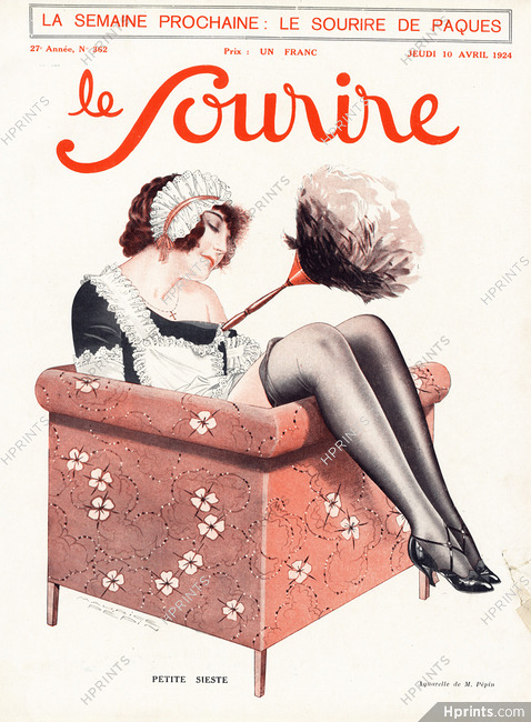 Maurice Pépin 1924 Petite sieste, Stockings, Maid