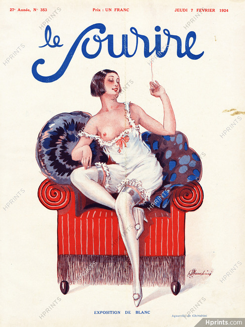 Carlo Chérubini 1924 Exposition de Blanc, Woman Smoking