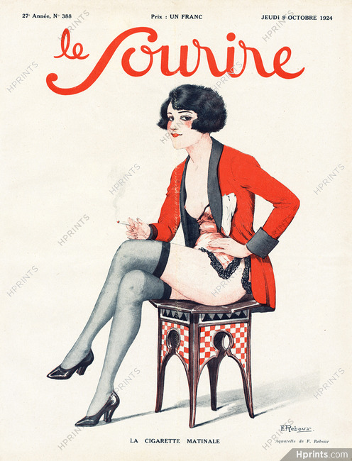 F. Rebour 1924 La Cigarette Matinale, Woman Smoking