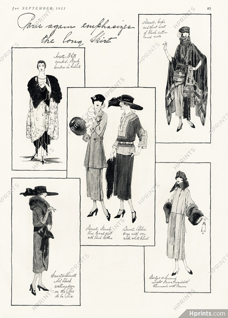 Drecoll, Doucet, Martial et Armand 1921 Paris long skirts
