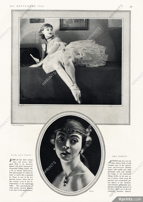 Margaret Petit, Ada Forman 1921 Photos Francis Bruguiere & Abbe