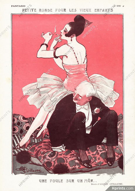 Une poule sur un mûr..., 1922 - Albert Guillaume Woman Smoking